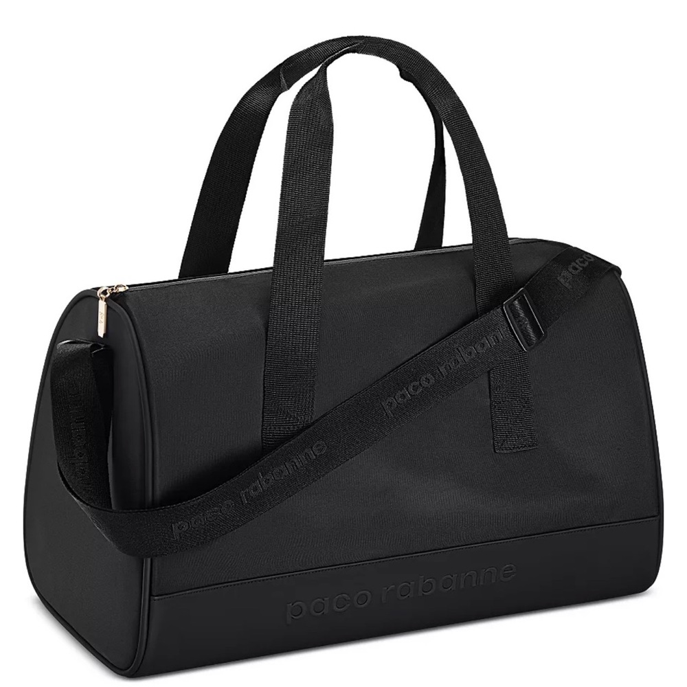 Paco Rabanne Logo Duffle Bag Black‎ Gym Travel Weekender NWOT